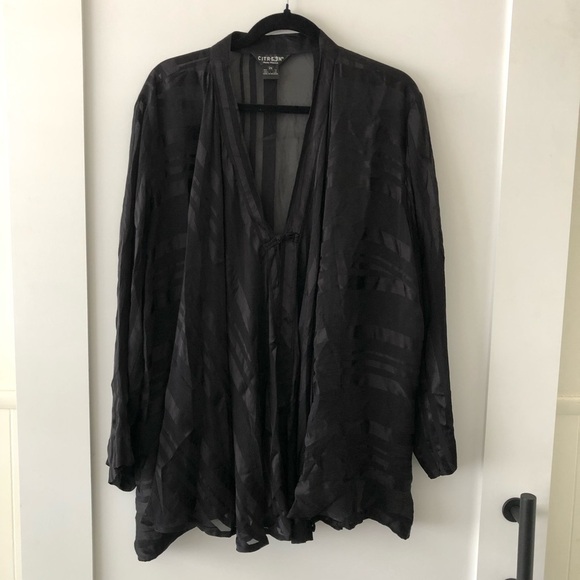 Citron Black Sheer Silk Blouse 2X - Picture 2 of 12